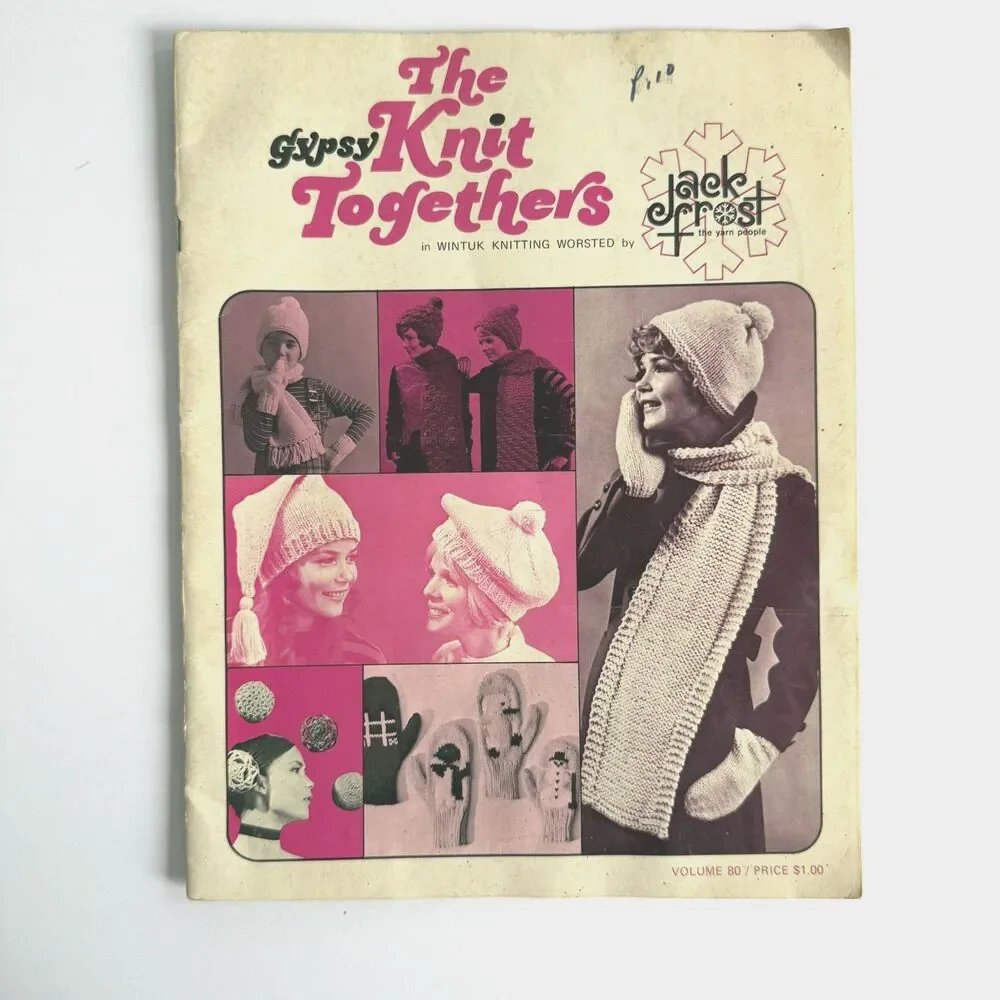 Vtg 70 The Gypsy Knit Together Booklet Jack Frost Hats Scarves Mittens Vol 80